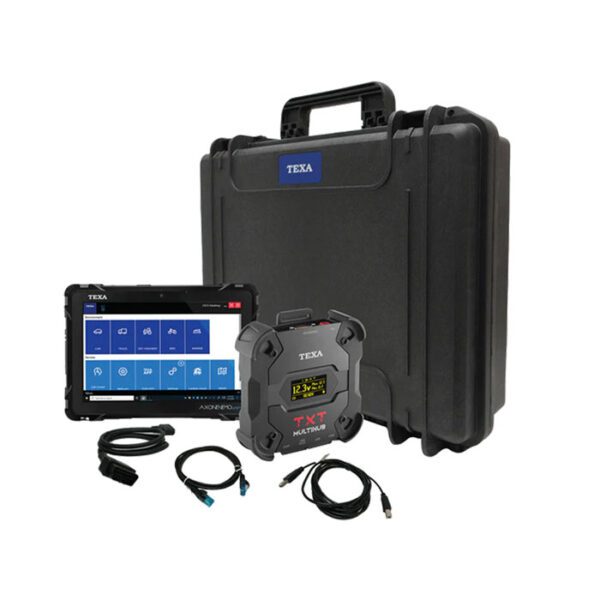 Professional electronic testing kit with a rugged carrying case and digital devices.