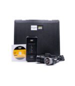 A car charger kit with a digital display and packaging box.