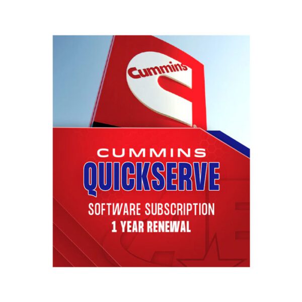 Cummins QuickServe software subscription one-year renewal badge.