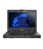 Rugged Getac laptop displaying Windows 11 on screen.
