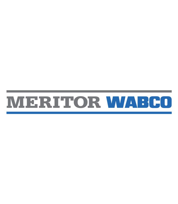 Logo of Meritor WABCO in grey and blue.