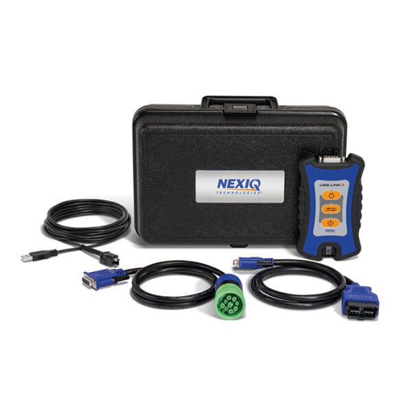 A Nexiq branded diagnostic kit with cables and a carrying case.