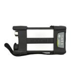 Handheld digital luggage scale with a strap and LCD display.