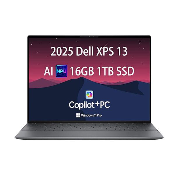 2025 Dell XPS 13 laptop with AI features, 16GB RAM, and 1TB SSD storage.